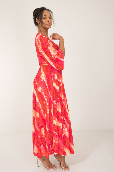 To wear everywhere long jersey dress - Coral Batik - Ankellång klänning i trikå