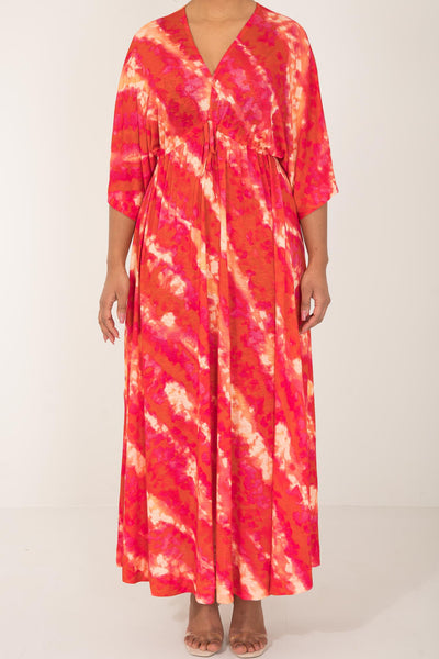 To wear everywhere long jersey dress - Coral Batik - Ankellång klänning i trikå