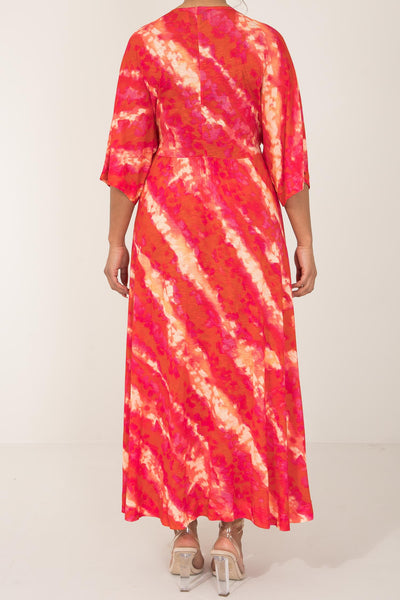 To wear everywhere long jersey dress - Coral Batik - Ankellång klänning i trikå