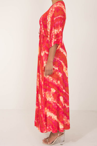 To wear everywhere long jersey dress - Coral Batik - Ankellång klänning i trikå