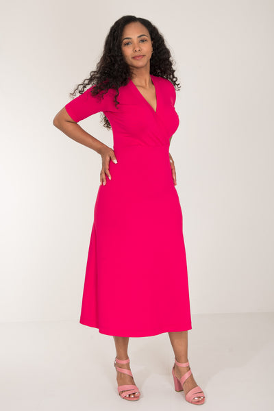 My most comfy midi jersey dress - Cerise - Ceriserosa, vadlång klänning i trikå