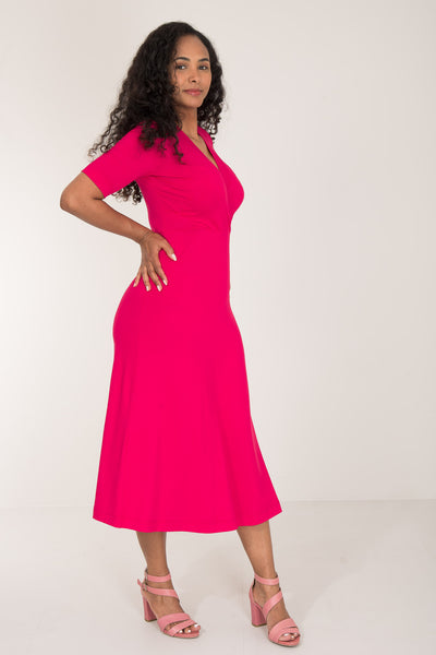 My most comfy midi jersey dress - Cerise - Ceriserosa, vadlång klänning i trikå