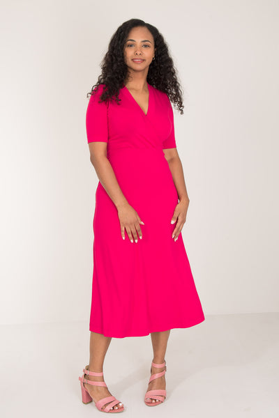 My most comfy midi jersey dress - Cerise - Ceriserosa, vadlång klänning i trikå