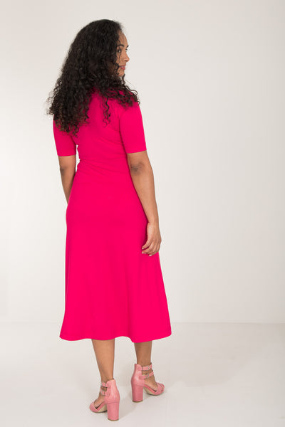 My most comfy midi jersey dress - Cerise - Ceriserosa, vadlång klänning i trikå