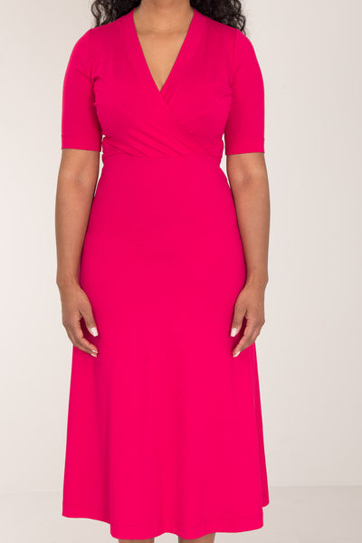 My most comfy midi jersey dress - Cerise - Ceriserosa, vadlång klänning i trikå