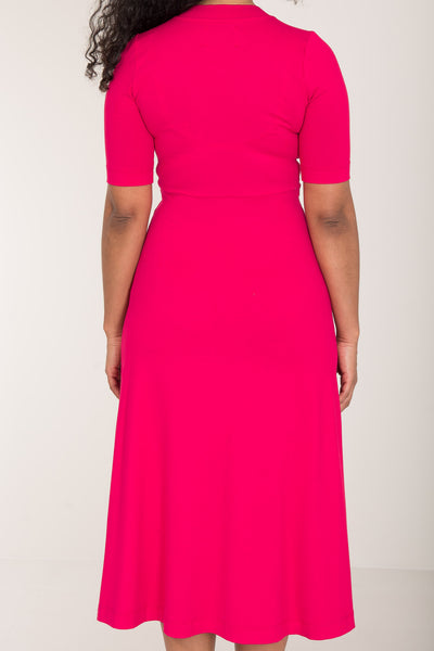 My most comfy midi jersey dress - Cerise - Ceriserosa, vadlång klänning i trikå