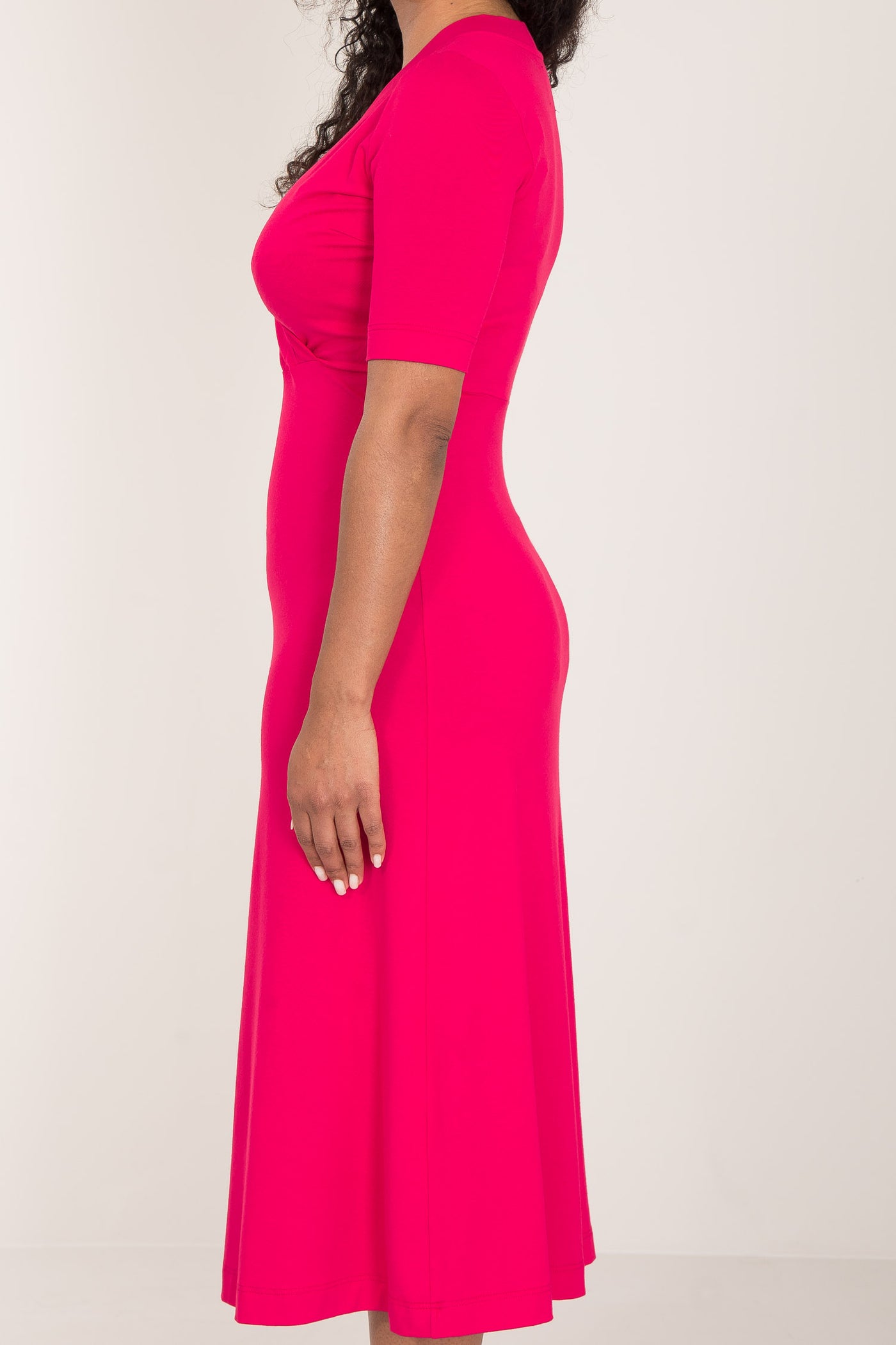 My most comfy midi jersey dress - Cerise - Ceriserosa, vadlång klänning i trikå