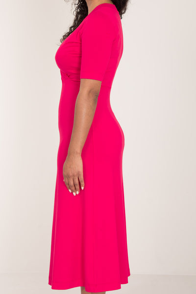 My most comfy midi jersey dress - Cerise - Ceriserosa, vadlång klänning i trikå