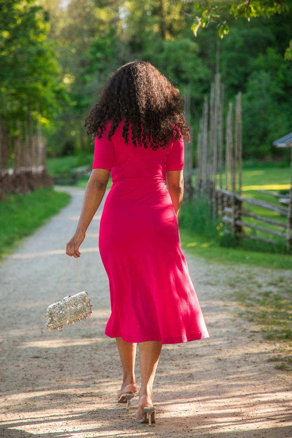 My most comfy midi jersey dress - Cerise - Ceriserosa, vadlång klänning i trikå
