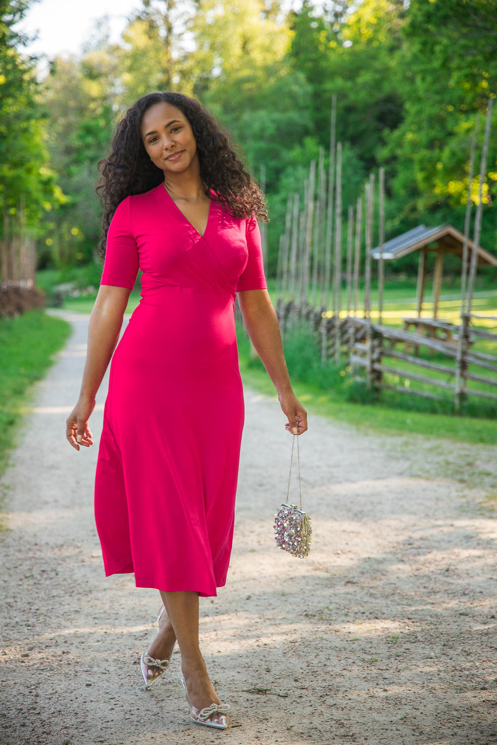 My most comfy midi jersey dress - Cerise - Ceriserosa, vadlång klänning i trikå