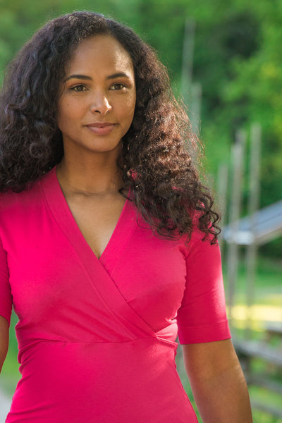 My most comfy midi jersey dress - Cerise - Ceriserosa, vadlång klänning i trikå