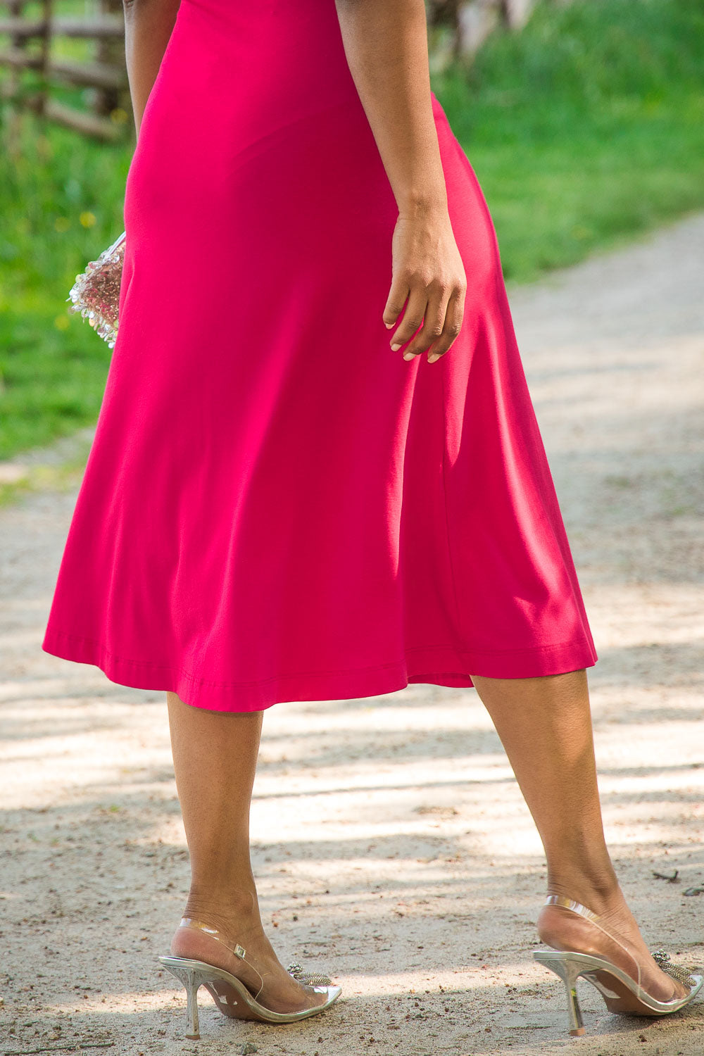 My most comfy midi jersey dress - Cerise - Ceriserosa, vadlång klänning i trikå