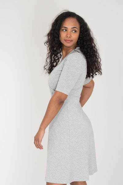My most comfy short jersey dress - Grey melange - Gråmelerad, knälång klänning i trikå