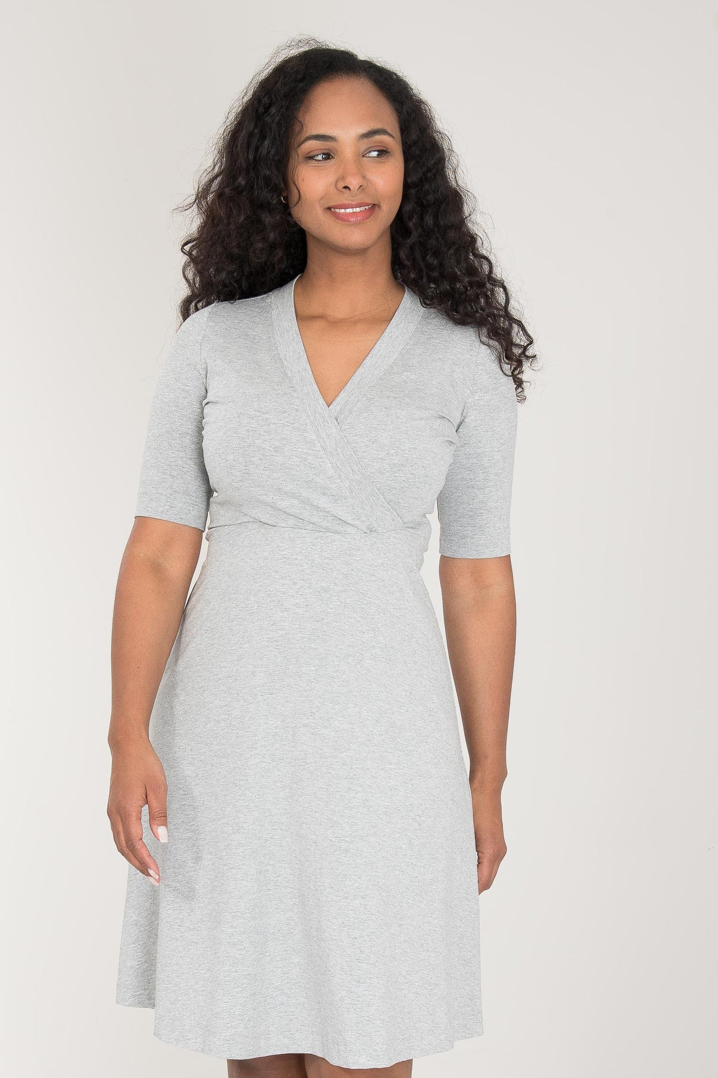 My most comfy short jersey dress - Grey melange - Gråmelerad, knälång klänning i trikå