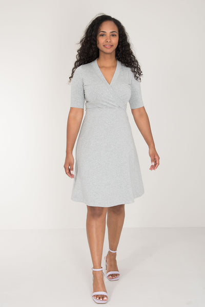 My most comfy short jersey dress - Grey melange - Gråmelerad, knälång klänning i trikå