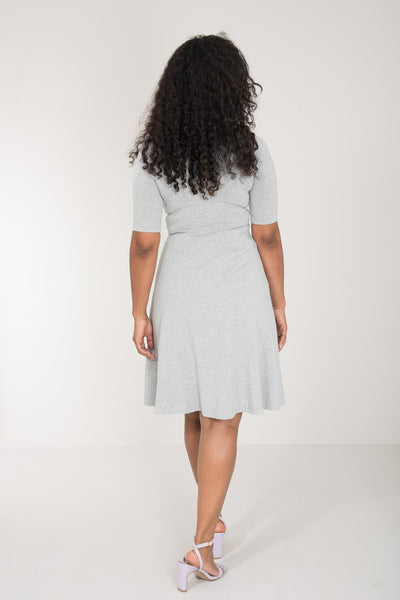 My most comfy short jersey dress - Grey melange - Gråmelerad, knälång klänning i trikå