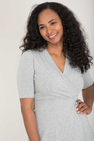 My most comfy short jersey dress - Grey melange - Gråmelerad, knälång klänning i trikå