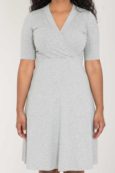 My most comfy short jersey dress - Grey melange - Gråmelerad, knälång klänning i trikå