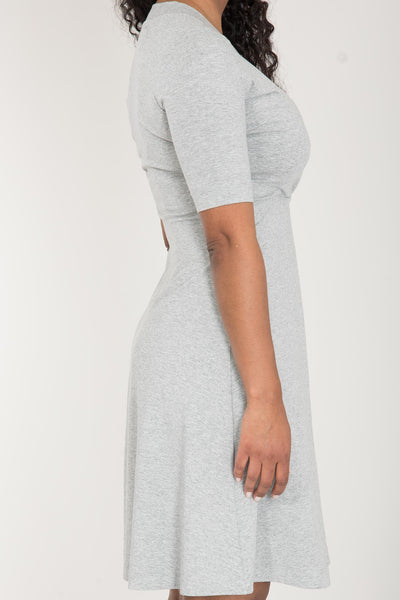 My most comfy short jersey dress - Grey melange - Gråmelerad, knälång klänning i trikå