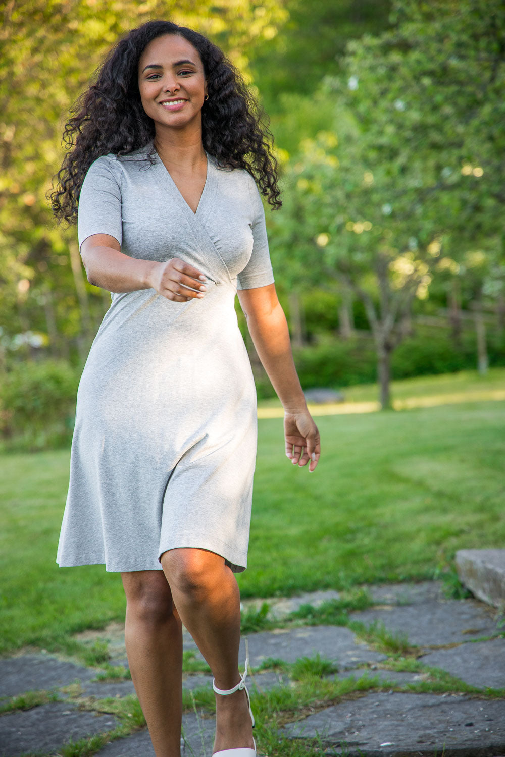 My most comfy short jersey dress - Grey melange - Gråmelerad, knälång klänning i trikå