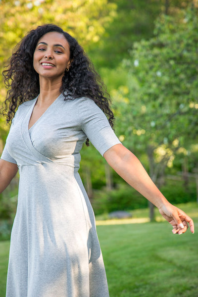 My most comfy short jersey dress - Grey melange - Gråmelerad, knälång klänning i trikå