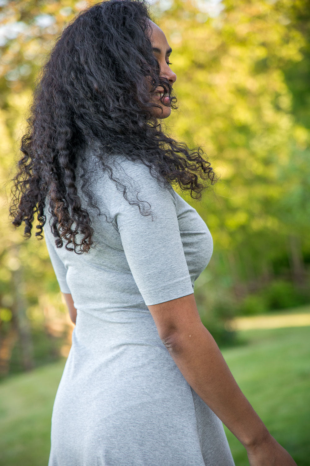 My most comfy short jersey dress - Grey melange - Gråmelerad, knälång klänning i trikå