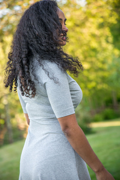 My most comfy short jersey dress - Grey melange - Gråmelerad, knälång klänning i trikå