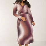 Bestie printed midi wrap jersey dress - Shades of red - Vadlång omlottklänning i trikå