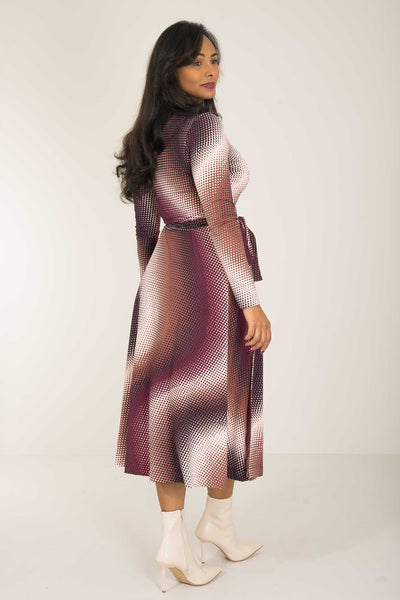 Bestie printed midi wrap jersey dress - Shades of red - Vadlång omlottklänning i trikå