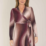 Bestie printed short wrap jersey dress - Shades of red - Knälång omlottklänning i trikå