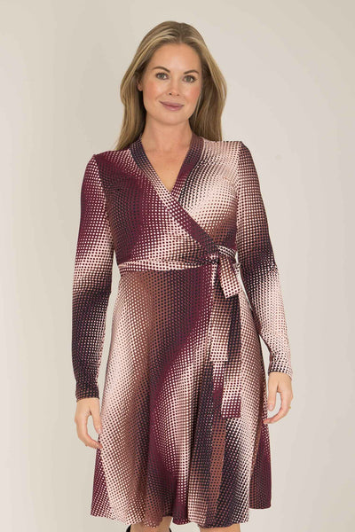 Bestie printed short wrap jersey dress - Shades of red - Knälång omlottklänning i trikå