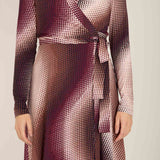 Bestie printed short wrap jersey dress - Shades of red - Knälång omlottklänning i trikå