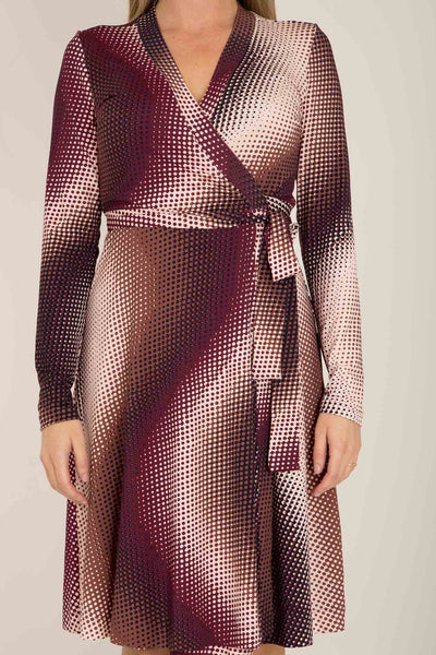 Bestie printed short wrap jersey dress - Shades of red - Knälång omlottklänning i trikå
