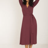 Bestie midi lenght wrap jersey dress - Burgundy - Vadlång, brunröd omlottklänning i trikå