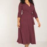 Bestie midi lenght wrap jersey dress - Burgundy - Vadlång, brunröd omlottklänning i trikå