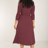 Bestie midi lenght wrap jersey dress - Burgundy - Vadlång, brunröd omlottklänning i trikå