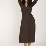 Bestie midi wrap jersey dress - Chocolate brown