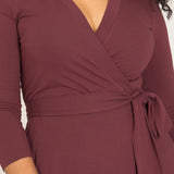 Bestie midi lenght wrap jersey dress - Burgundy - Vadlång, brunröd omlottklänning i trikå
