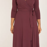Bestie midi lenght wrap jersey dress - Burgundy - Vadlång, brunröd omlottklänning i trikå