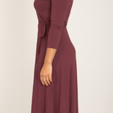 Bestie midi lenght wrap jersey dress - Burgundy - Vadlång, brunröd omlottklänning i trikå
