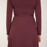 Bestie short wrap jersey dress - Burgundy - Knälång, brunröd omlottklänning i trikå