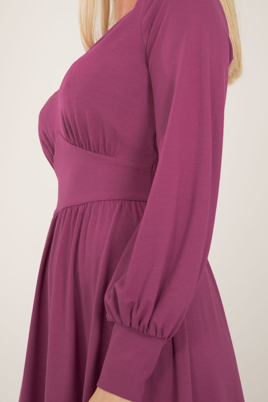 Nina jersey dress - Cyclam - Knälång, cerise klänning i trikå