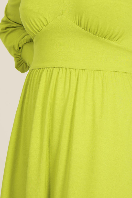 Nina jersey dress - Lime - Knälång, limefärgad klänning i trikå