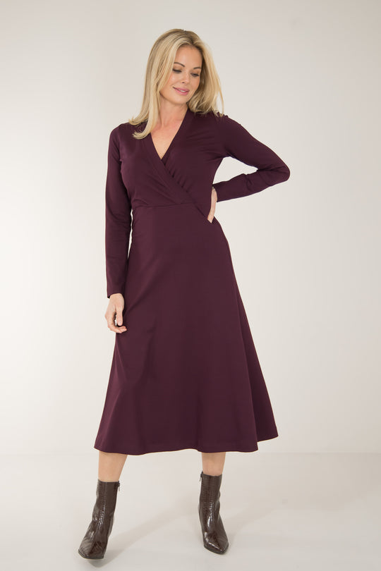 My most comfy midi jersey dress - Bordeaux - Vinröd, vadlång klänning i trikå