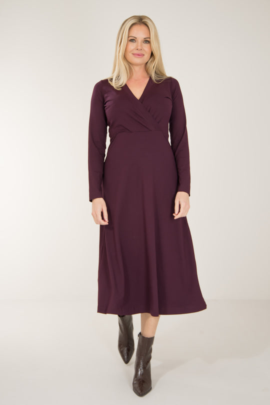 My most comfy midi jersey dress - Bordeaux - Vinröd, vadlång klänning i trikå