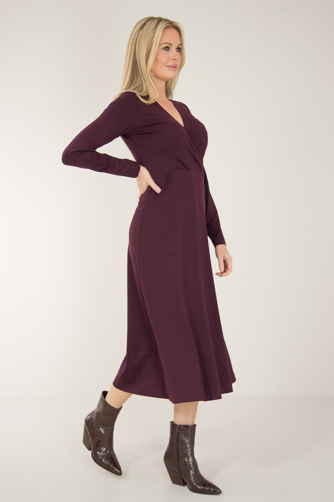 My most comfy midi jersey dress - Bordeaux - Vinröd, vadlång klänning i trikå