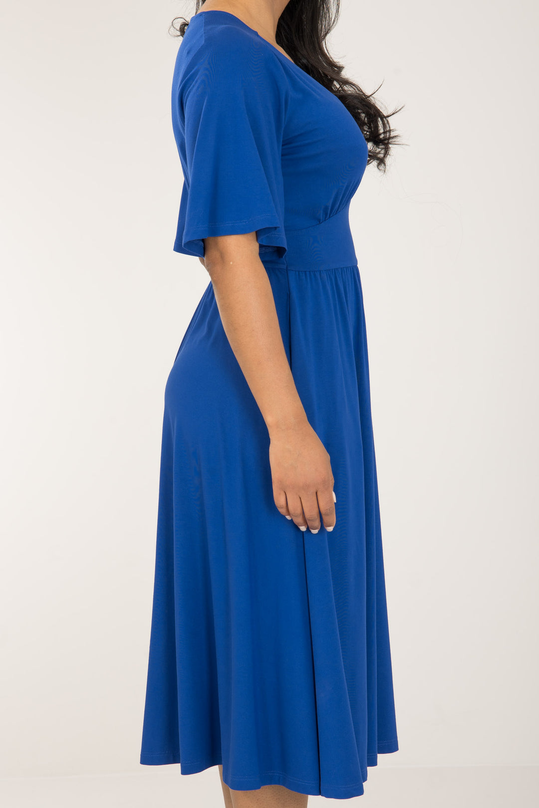 Nina jersey dress bell sleeve- Cobolt Blue - Koboltblå klänning i trikå