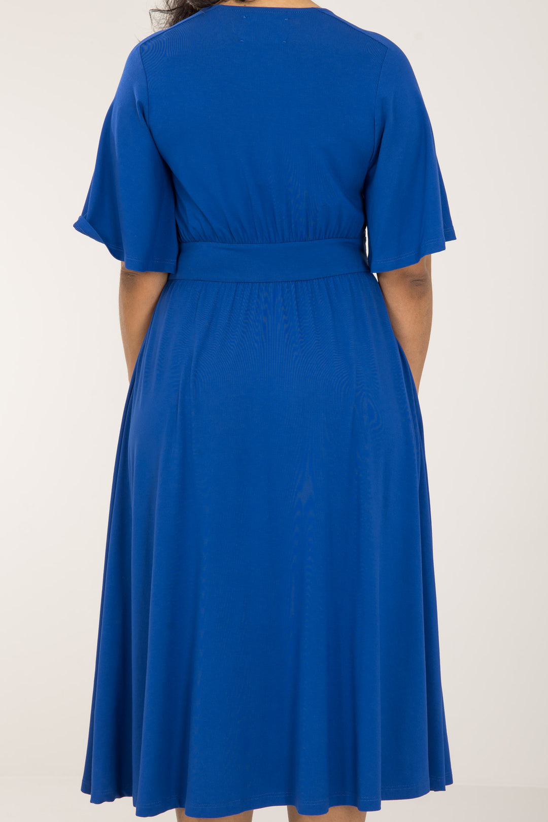 Nina jersey dress bell sleeve- Cobolt Blue - Koboltblå klänning i trikå