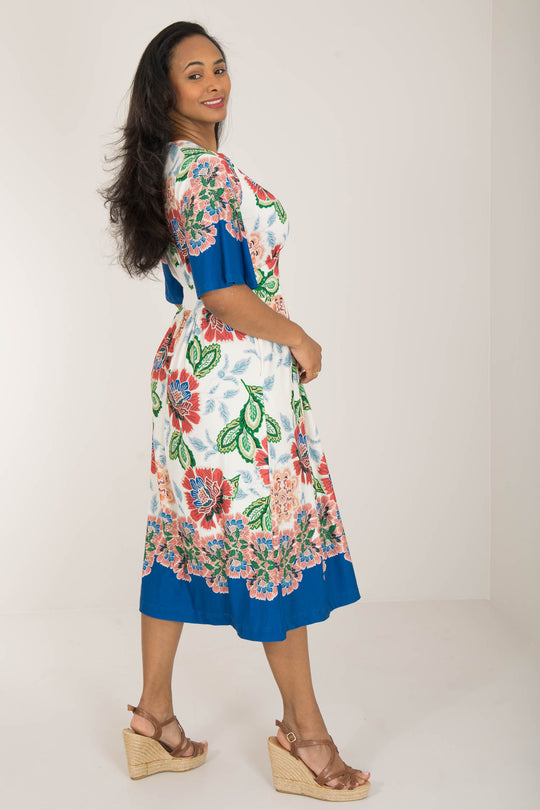 Nina bell sleeve short jersey dress - Blue