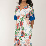 Nina bell sleeve short jersey dress - Blue